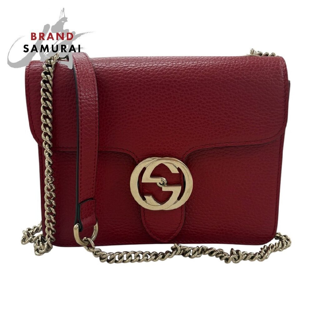 GUCCI Interlocking Red Leather Shoulder Bag